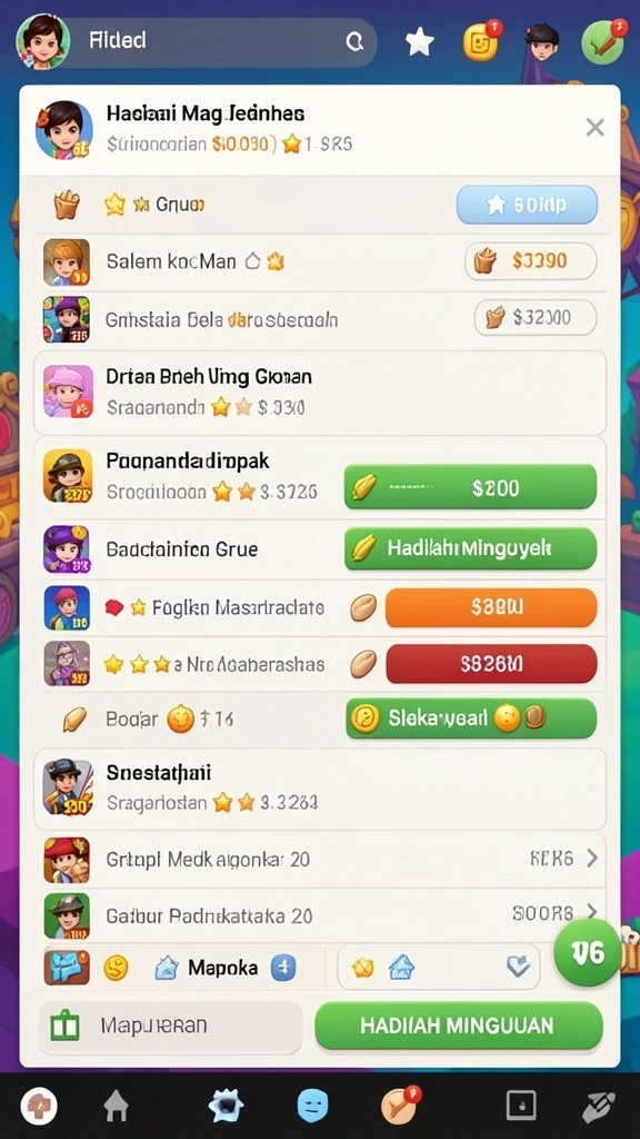 Beragam level dengan tingkat kesulitan yang bervariasi.