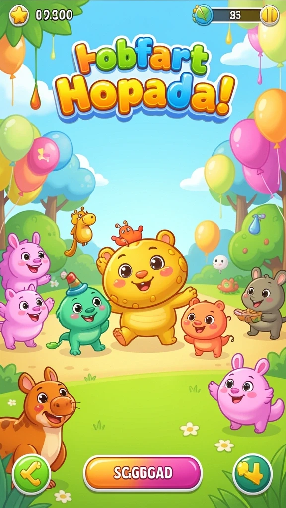 Screenshot menampilkan karakter hewan imut dalam aksi.