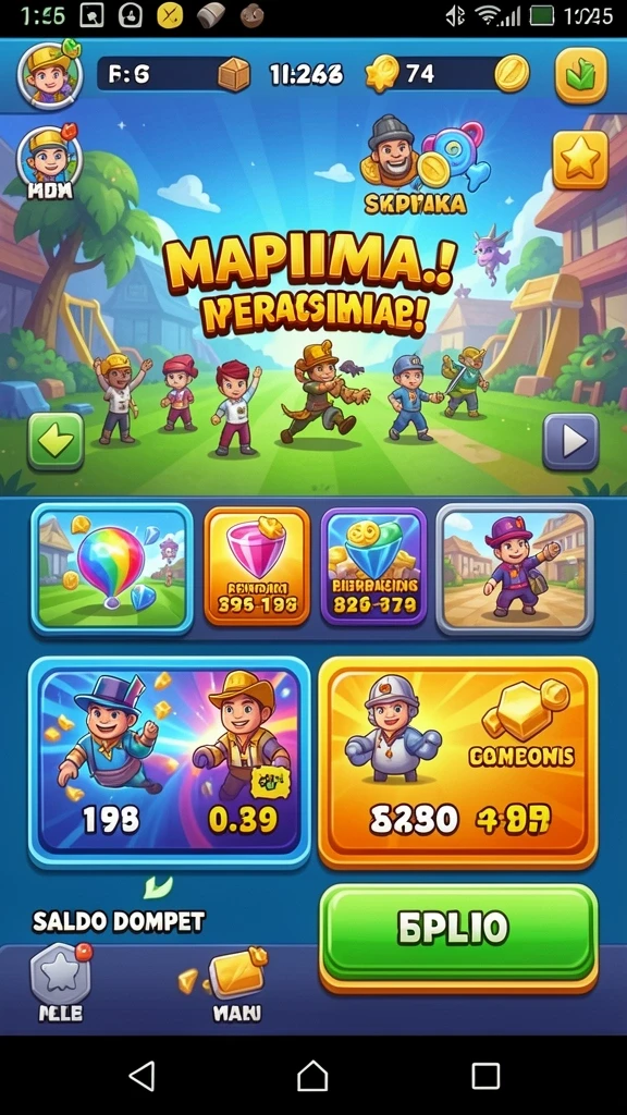 Visual grafis yang memikat dan penuh warna.