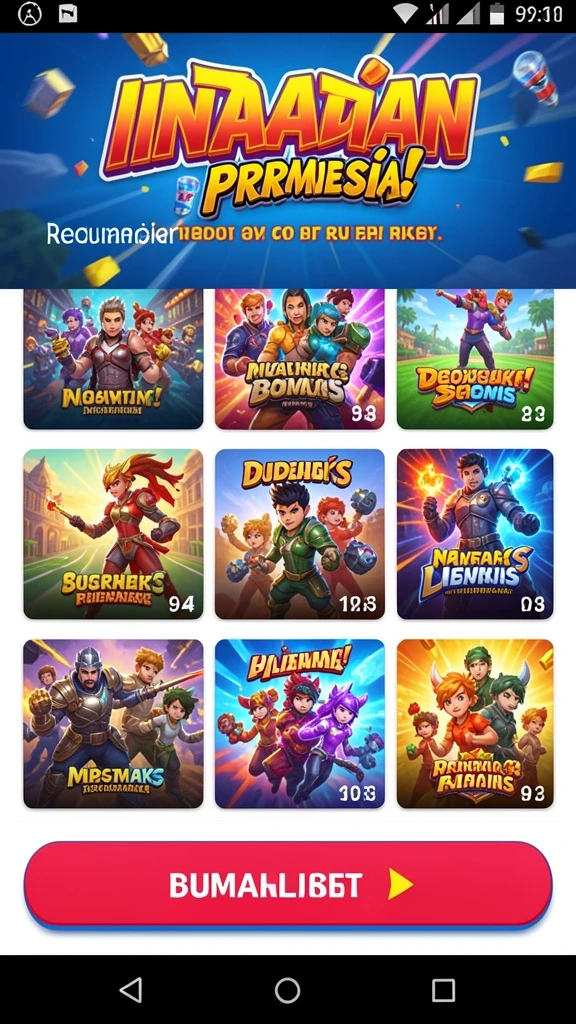 Screenshot menampilkan beragam pilihan game yang tersedia.
